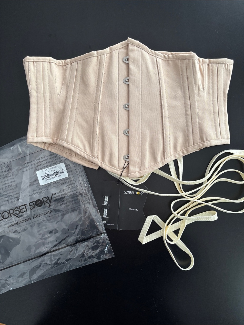 Corset Story Beige Twill Boned Waist Training Corset Waist Cincher size 28 NWT
